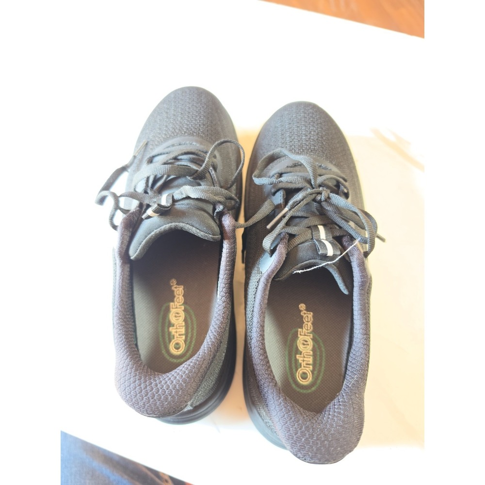 Orthofeet  Comfort Athletic Sneakers Black Lace Up Manmade 20018 Size 8.5